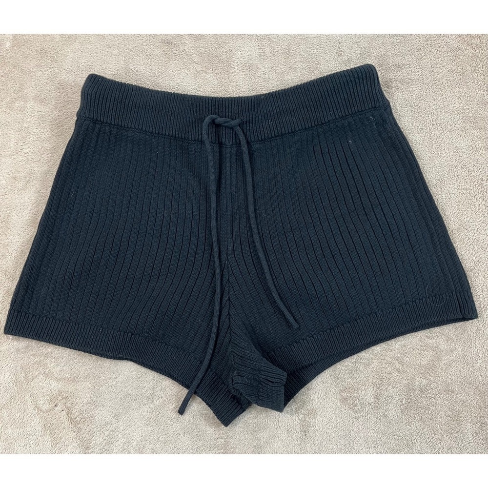 Reformation Sanzo Knit Shorts Women Size Medium Black Ribbed 2.5" Running EUC